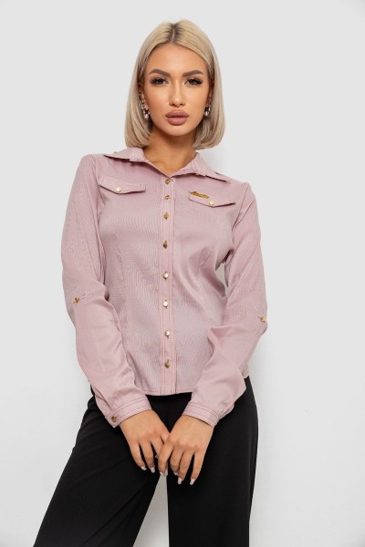 Сорочка класична в смужку, колір пудровий, 230R646