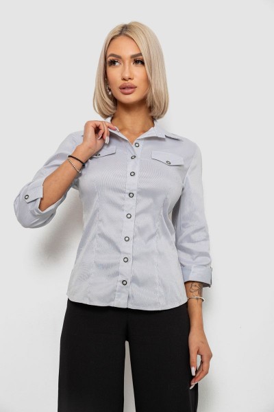 Рубашка классическая в полоску, цвет серый, 230R643