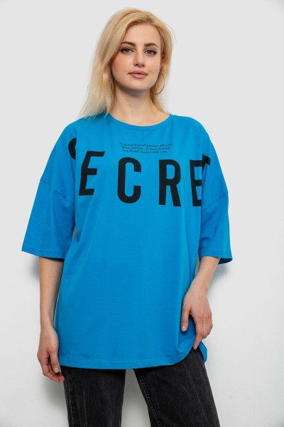 Футболка женская с принтом, цвет бирюзовый, 244R3008-1