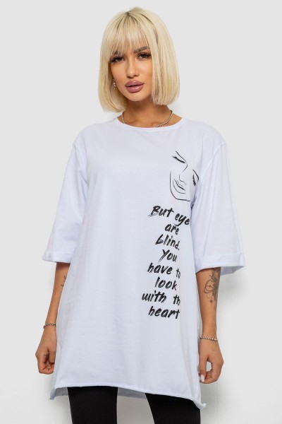 Футболка женская с принтом, цвет белый, 244R2008