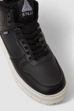 Кроссовки женские на меху, цвет черно-белый, 248RMB09