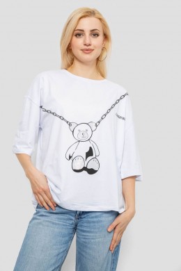 Футболка женская с принтом, цвет белый, 244R2016