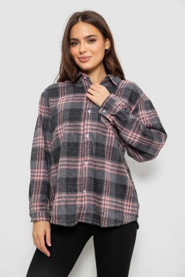 Рубашка женская в клетку, цвет серо-персиковый, 244R1070-2