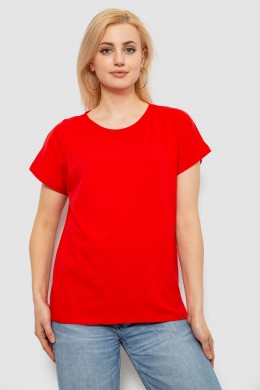 Футболка женская однотонная, цвет красный, 244R2300