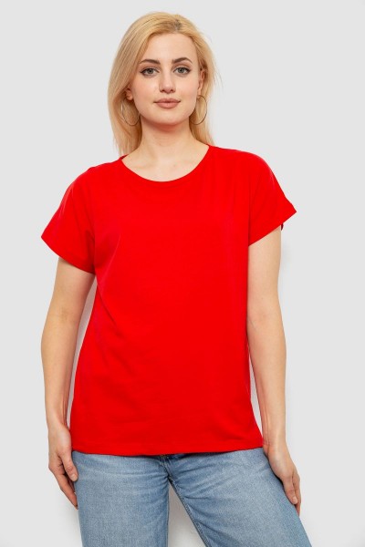 Футболка женская однотонная, цвет красный, 244R2300