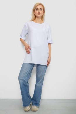 Футболка женская однотонная, цвет белый, 244R2024-5