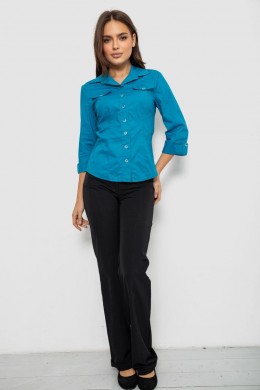 Рубашка женская однотонная, цвет бирюзовый, 230R068-7