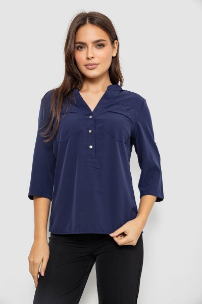 Блуза однотонная, цвет синий, 230R96-1