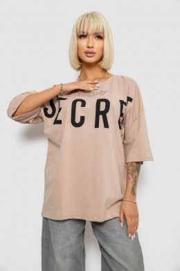 Футболка женская с принтом, цвет бежевый, 244R3008-1