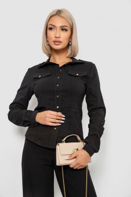 Сорочка жіноча однотонна, колір чорний, 230R211
