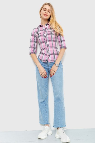Сорочка жіноча в клітку, колір сіро-рожевий, 230R063