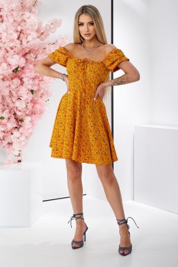 Платье женское с принтом софт, цвет горчичный, 257R811