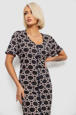 Халат жіночий на блискавці в горох, колір чорний, 257R1030-3