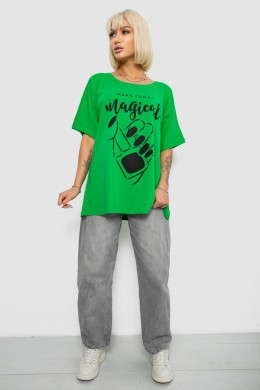 Футболка женская с принтом, цвет зеленый, 244R6005-1