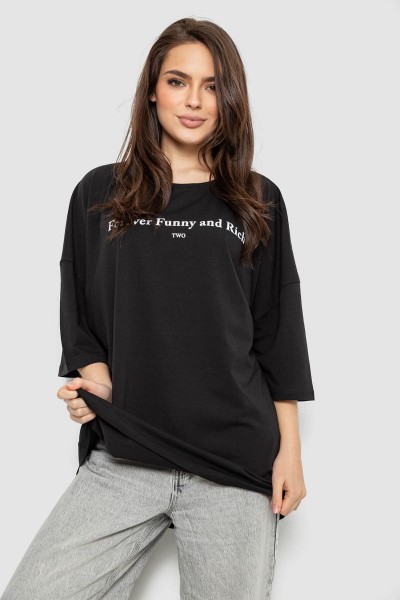 Футболка женская с принтом, цвет черный, 244R3014