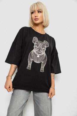 Футболка женская с принтом, цвет черный, 244R3008