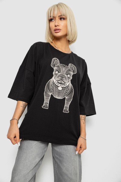 Футболка женская с принтом, цвет черный, 244R3008