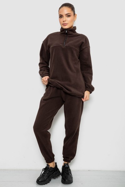 Спортивный костюм женский на флисе, цвет шоколадный, 241R2007