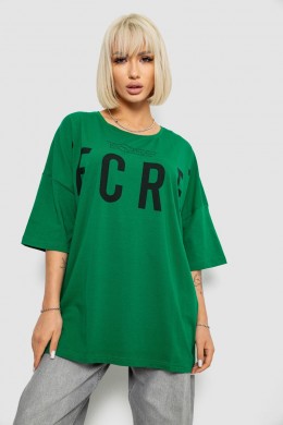 Футболка женская с принтом, цвет темно-зеленый, 244R3008-1