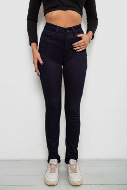 Джинси жіночі однотонні на флісі, колір темно-синій, 244RS026