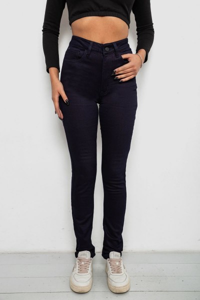 Джинси жіночі однотонні на флісі, колір темно-синій, 244RS026
