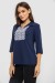 Блуза однотонная, цвет сине-белый, 230R70-1 Блуза однотонная, цвет сине-белый, 230R70-1