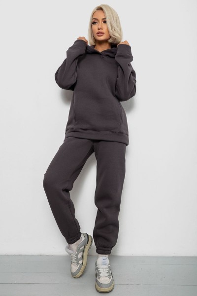 Спортивный костюм женский на флисе, цвет темно-серый, 247R2012