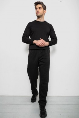 Спортивные штаны мужские на флисе, цвет черный, 244R41597