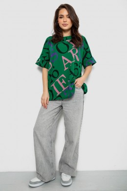 Футболка жіноча з принтом, колір зелений, 244R4002-1