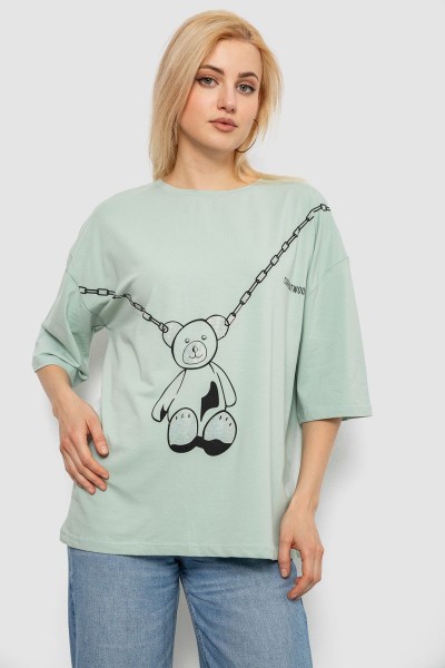 Футболка жіноча з принтом, колір оливковий, 244R2016