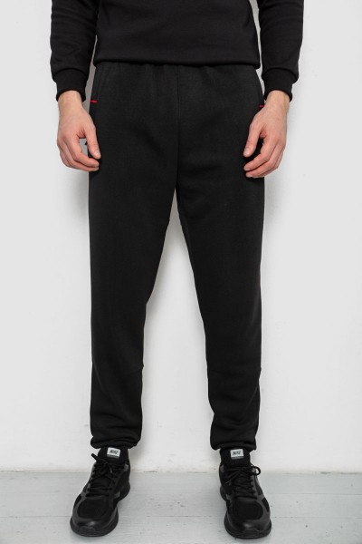 Спортивные штаны на флисе, цвет черный, 244R41526