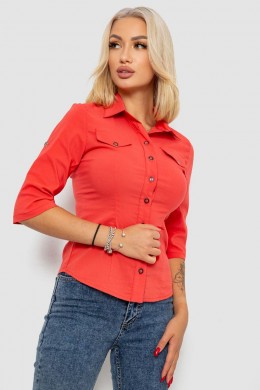 Сорочка жіноча однотонна, колір кораловий, 230R068-5