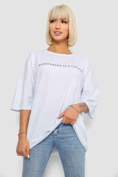 Футболка женская с принтом, цвет белый, 244R2020