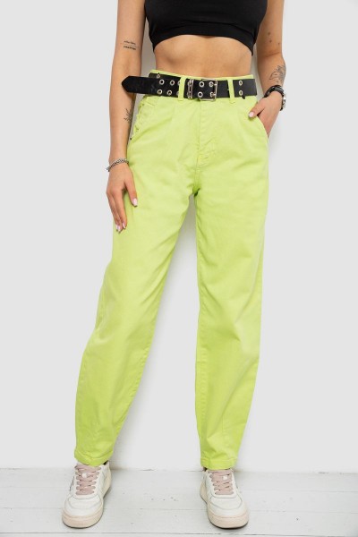 Джинси жіночі балони, колір салатовий, 182R00309