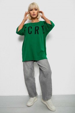 Футболка женская с принтом, цвет темно-зеленый, 244R3008-1