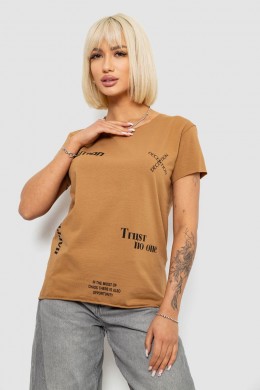 Футболка женская с принтом, цвет коричневый, 244R2214-5