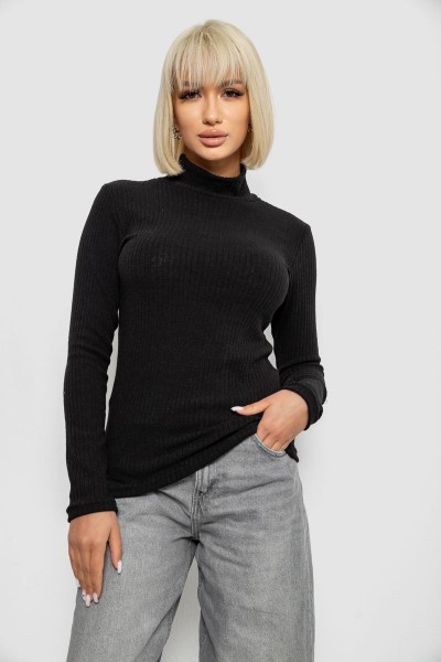 Гольф женский однотонный в рубчик, цвет черный, 257R101