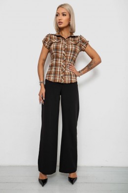 Рубашка женская в клетку, цвет коричневый, 230R065