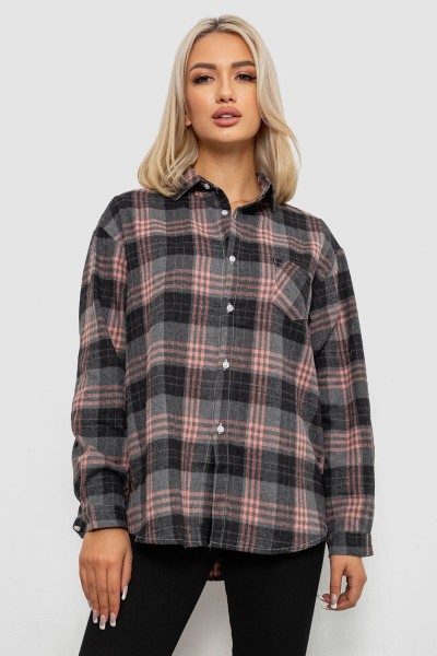 Рубашка женская в клетку, цвет темно-серый, 244R1070-2