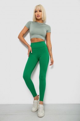 Лосины однотонные в рубчик, цвет зеленый, 244R312-5