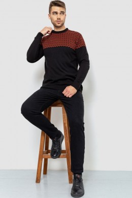 Свитер мужской, цвет черно-терракотовый, 161R898