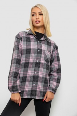 Рубашка женская в клетку, цвет серый, 244R1070-2