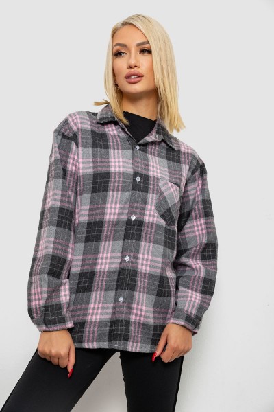 Рубашка женская в клетку, цвет серый, 244R1070-2