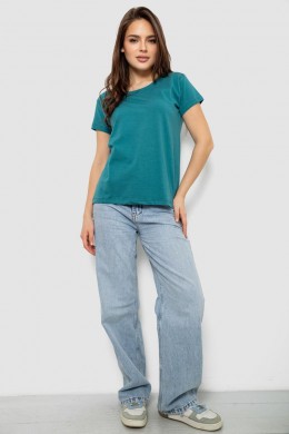 Футболка женская однотонная, цвет бирюзовый, 244R2806