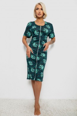 Халат жіночий на блискавці з принтом, колір зелений, 257R1030