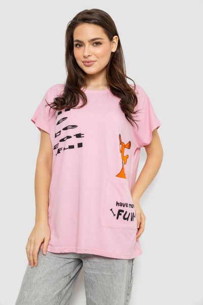 Футболка женская с принтом, цвет розовый, 244R3002