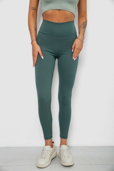 Лосины однотонные в рубчик, цвет темно-оливковый, 244R312-5