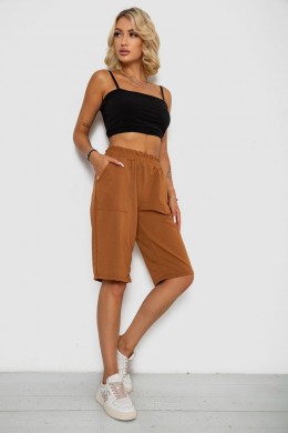 Шорти жіночі однотонні, колір коричневий, 238R119