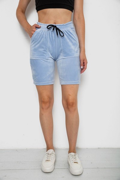 Шорти жіночі однотонні велюрові  -уцінка, колір блакитний, 238R58169-U-1
