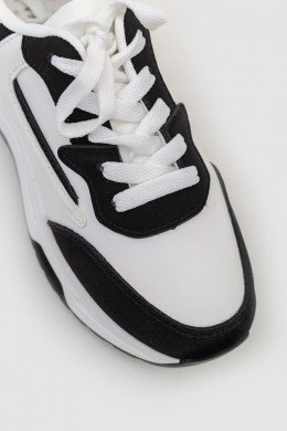 Кросівки жіночі екошкіра, колір біло-чорний, 243R186-112